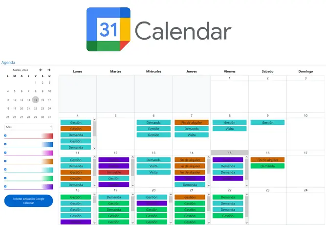 Google Calendar y agenda del CRM Inmobigrama